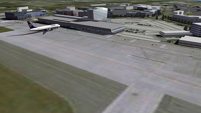 3D visualisatie animatie eindhoven airport heijmans terminal vogelvlucht