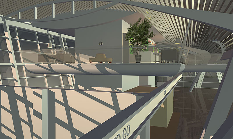 3D visualisatie animatie eindhoven airport heijmans terminal interieur