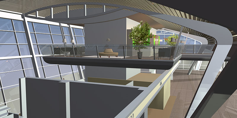 Architectuur 3D visualisatie animatie eindhoven airport heijmans terminal restaurant