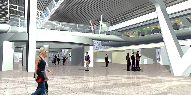 3D visualisatie presentatie animatie eindhoven airport heijmans terminal landingsbaan