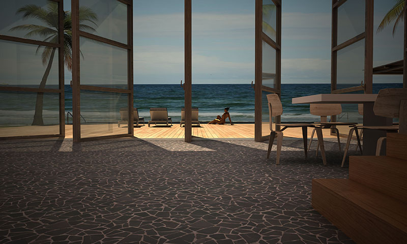 art impressie inrichting binnenafwerking impressie woninginrichting vloer wanden gerenderd mozaïek