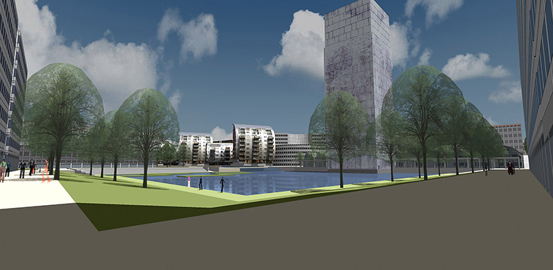 3d visualisatie architectuur artist impressie illustratie stedenbouw stadsplan gerenderd Den Bosch paleiskwartier