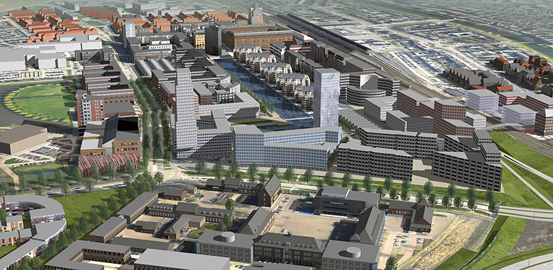 3d visualisatie architectuur artist impressie illustratie stedenbouw stadsplan gerenderd Den Bosch paleiskwartier zuid stadsplan
