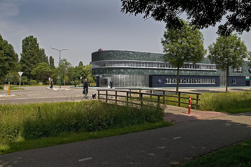 3D impressie architectuur politiebureau fotomontage straatbeeld vpaa