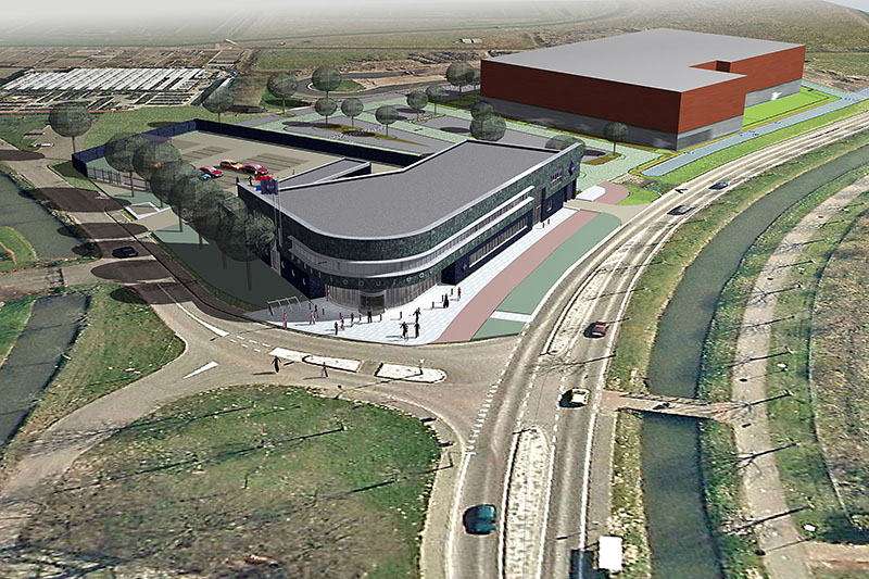 3D impressie architectuur politiebureau fotomontage straatbeeld