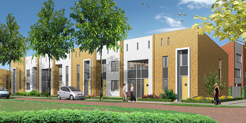 3d impressie exterieur woningbouw bibliotheek smartwoningen waalwijk vpaa