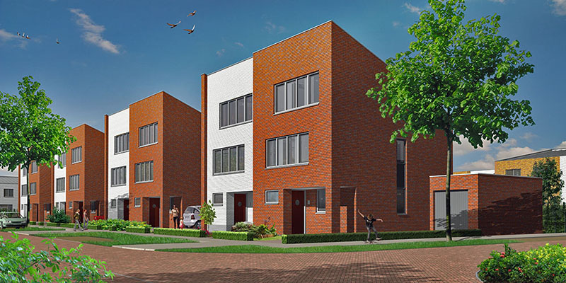 3d impressie exterieur woningbouw bibliotheek smartwoningen