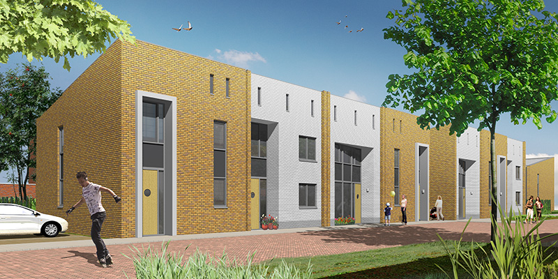 3d impressie exterieur woningbouw bibliotheek smartwoningen